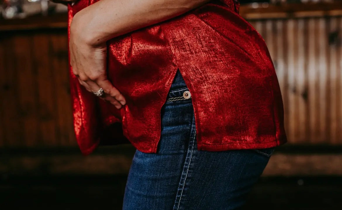 Metallic Red Blouse