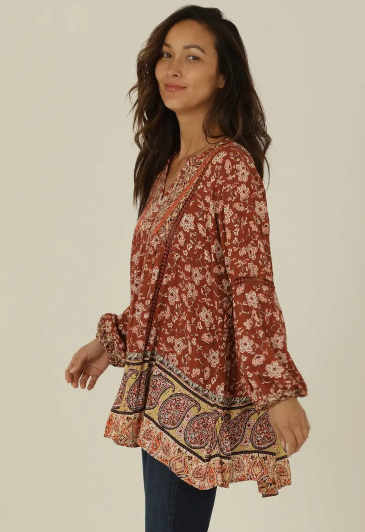 Lace Trim Tunic Top