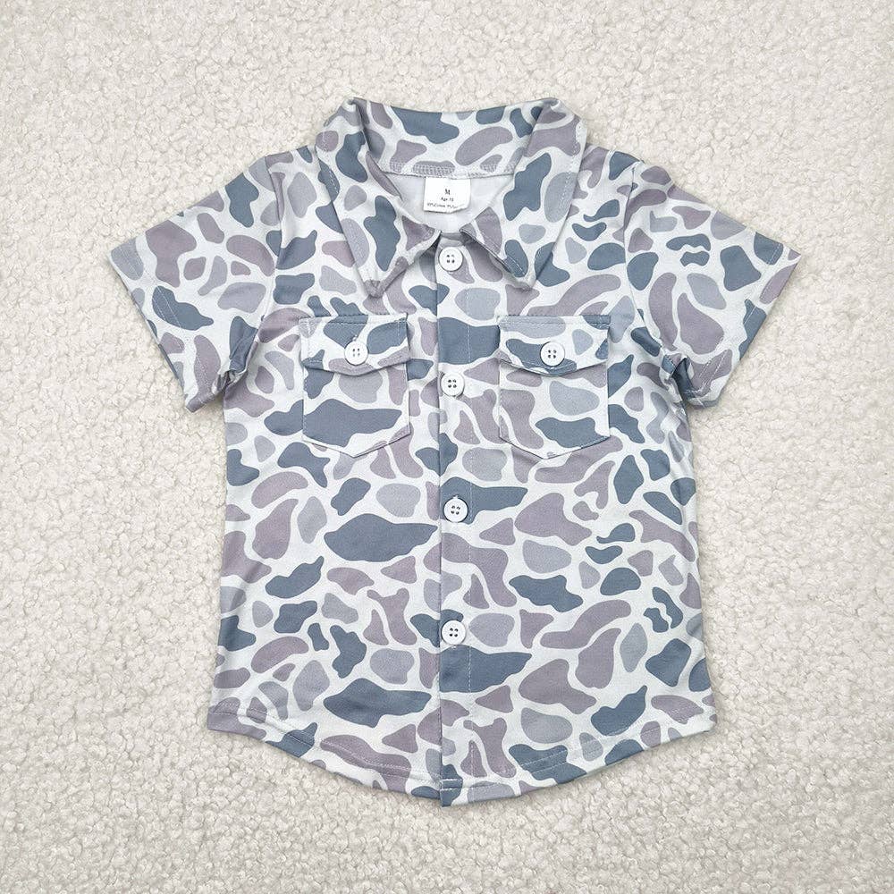 Boys Gray Camo Top