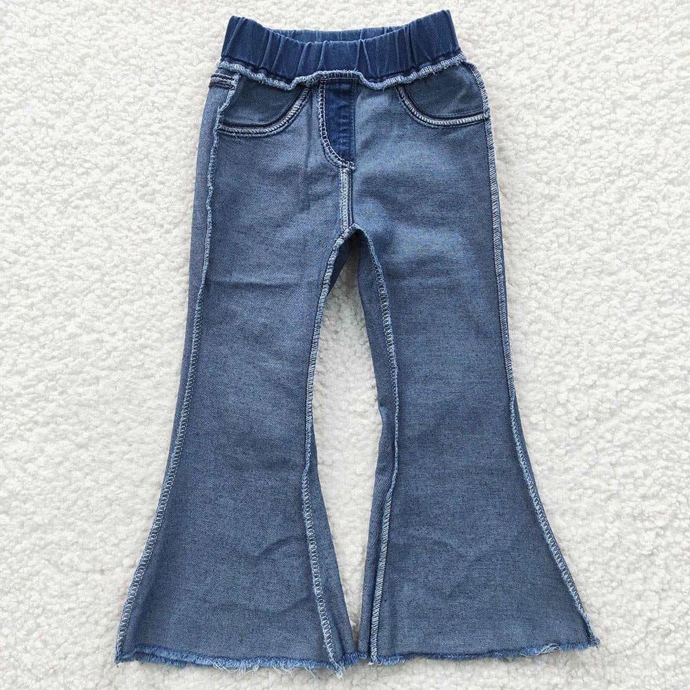 Girls Bleached Denim Bell Bottom Pants