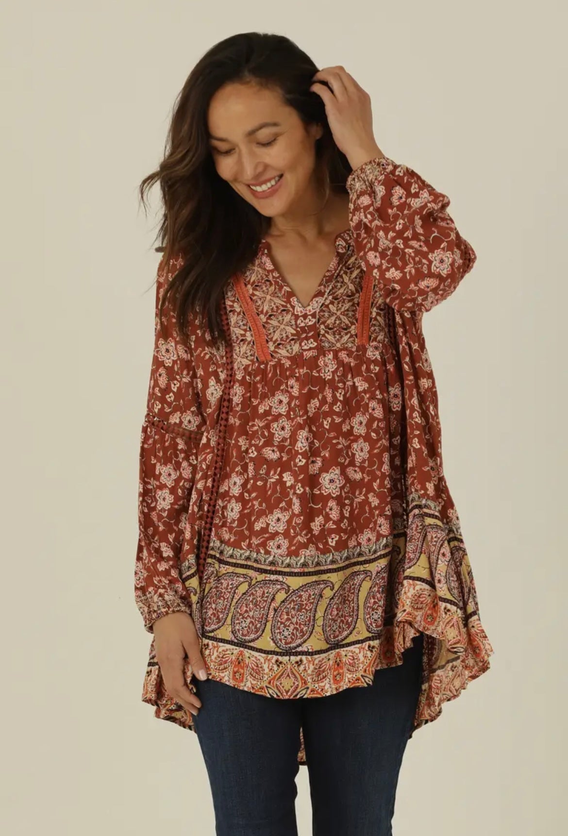 Lace Trim Tunic Top