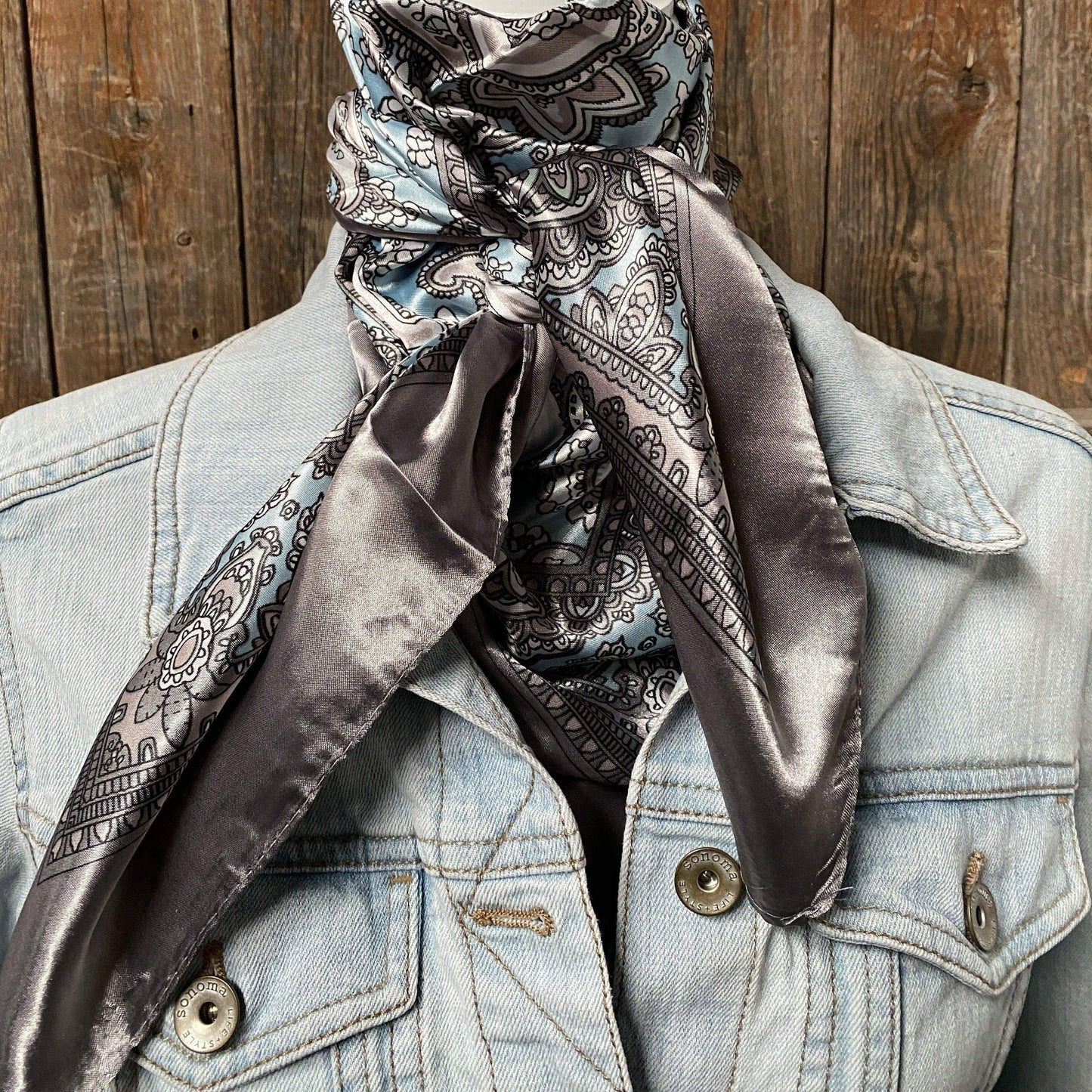 Grey/Turquoise Paisley Wild Rag