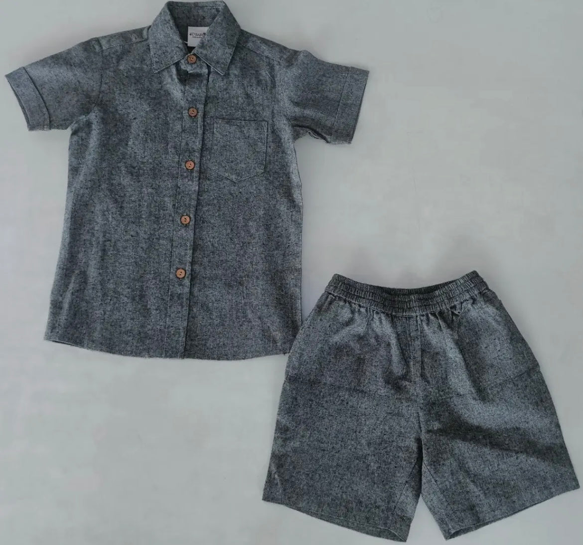 Boys shirt/short set-charcoal