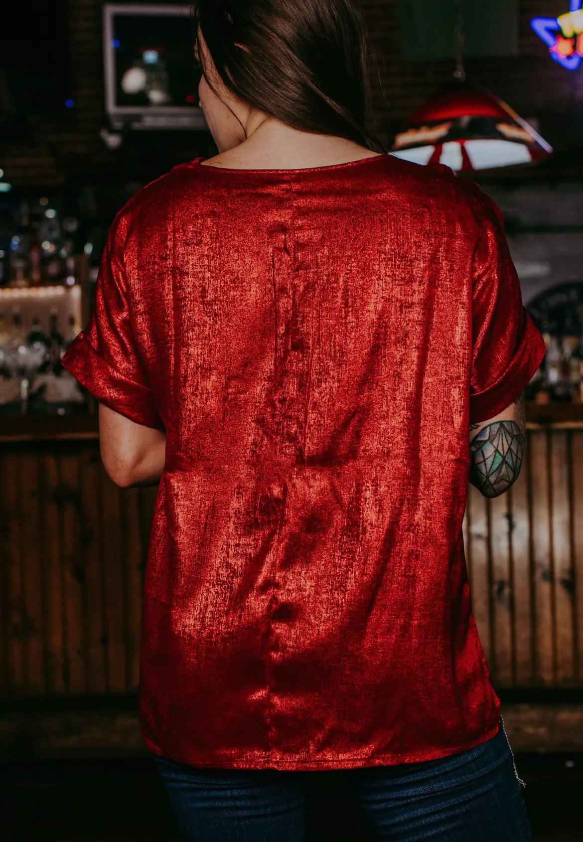 Metallic Red Blouse