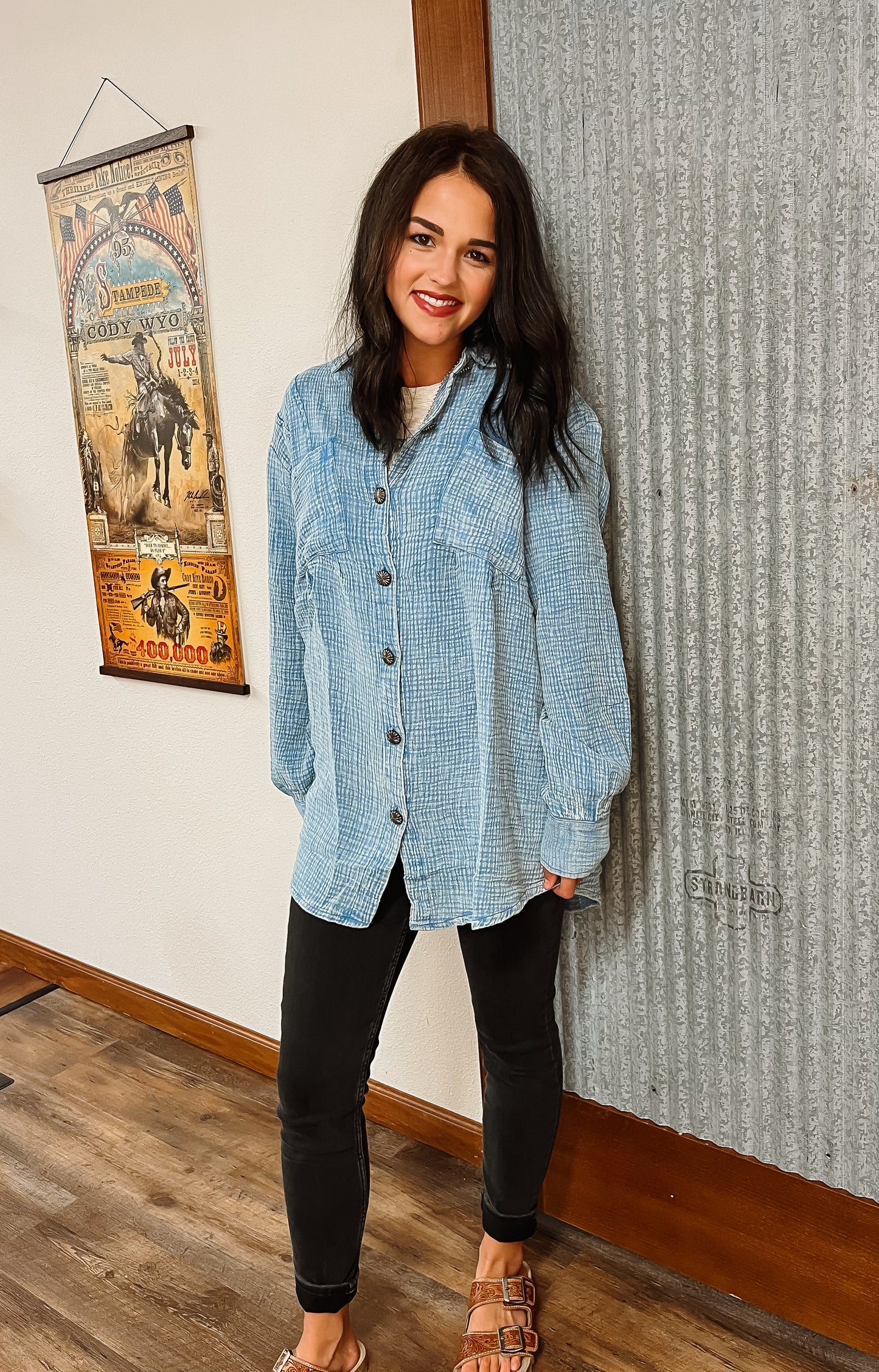 Acres Button Up-Cowboy Blue