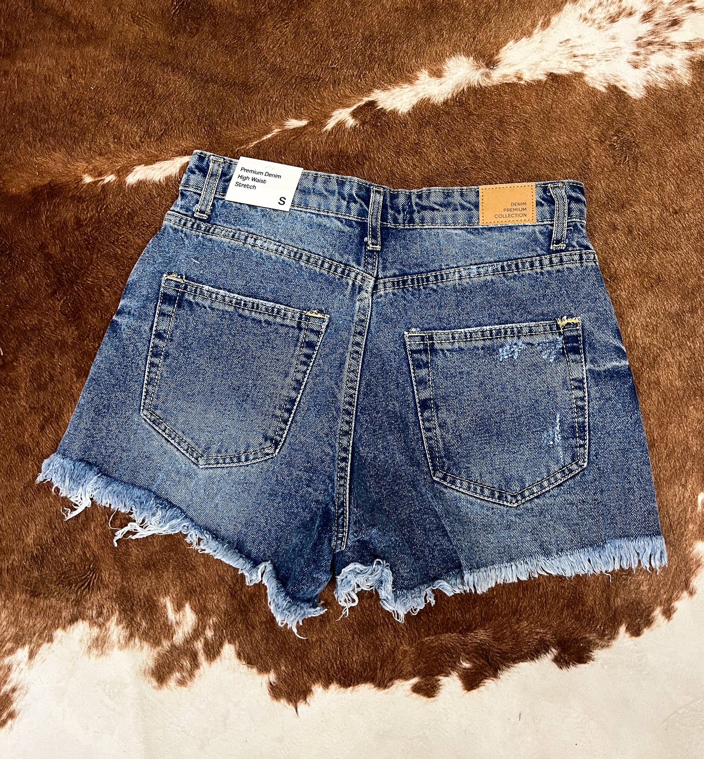 Denim Frayed Hem Shorts