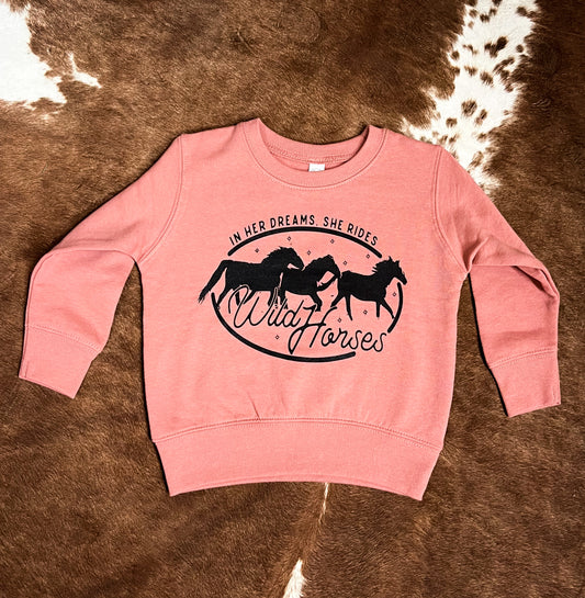 Wild Horses Sweatshirt-Girls