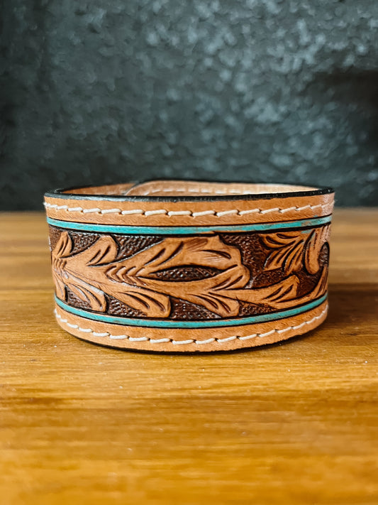 Hand Tooled Bracelet-Turquoise