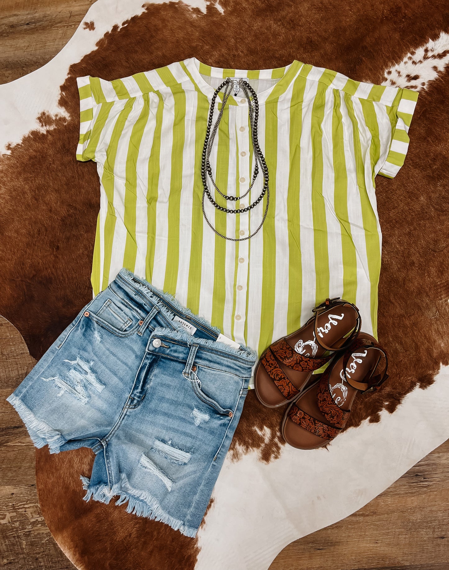 Lime Stripe Button Up Shirt