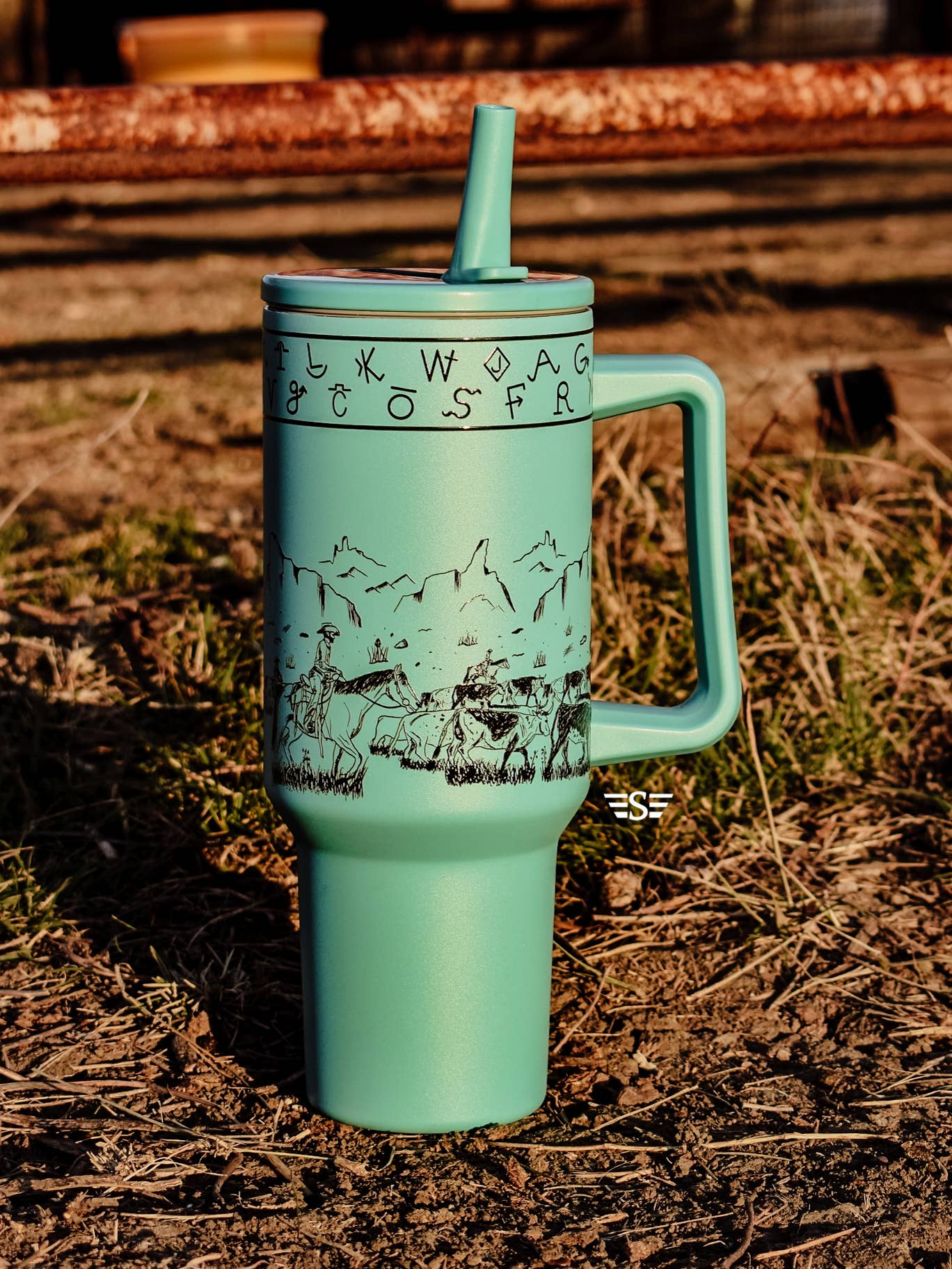 Cattle Drive 40oz Tumbler: Turquoise