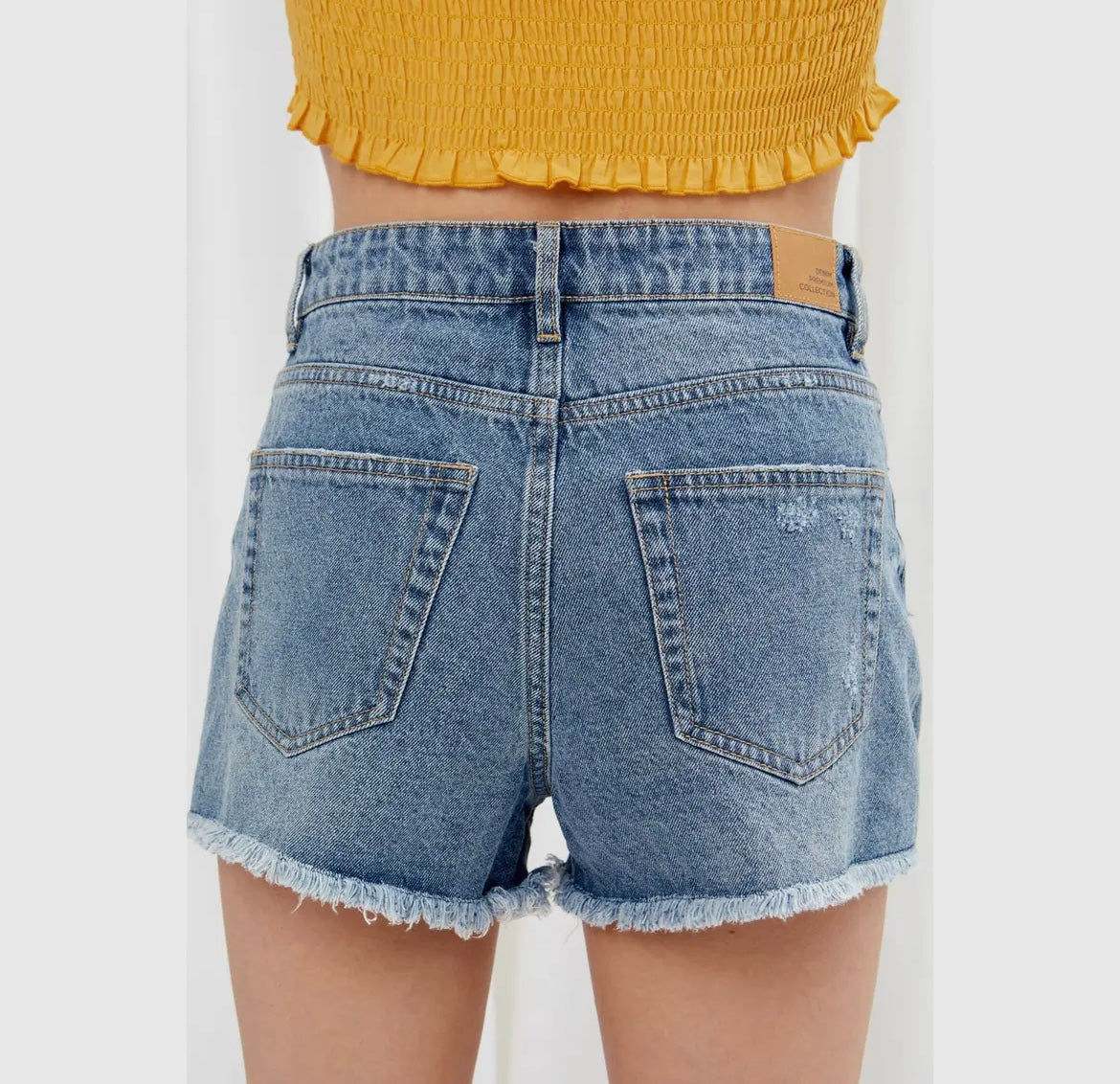 Denim Frayed Hem Shorts