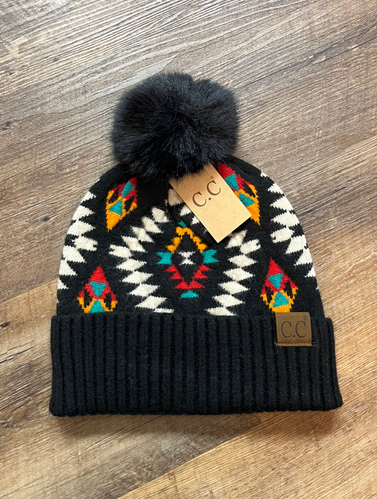 Black Aztec Beanie