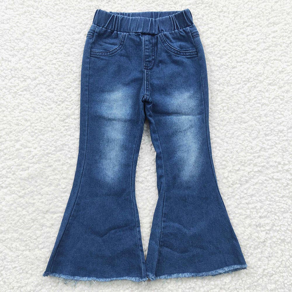 Girls Bleached Denim Bell Bottom Pants