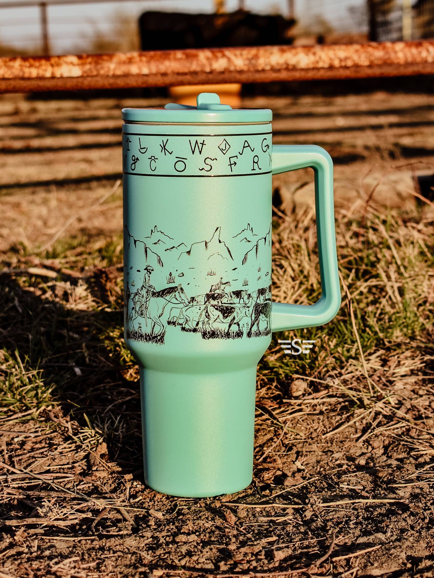 Cattle Drive 40oz Tumbler: Turquoise