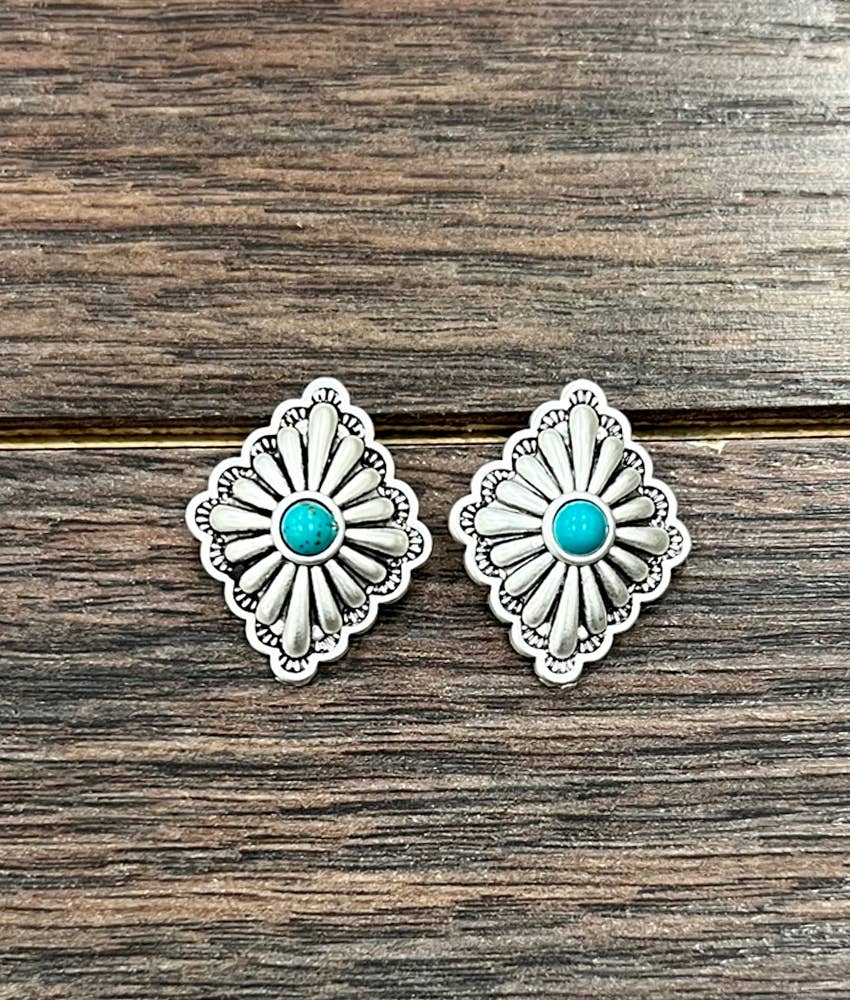 Concho Diamond Stud Earrings