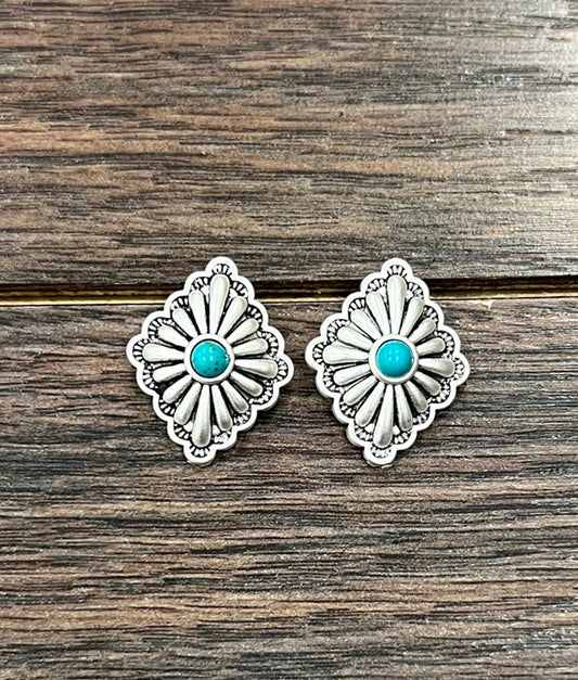 Concho Diamond Stud Earrings
