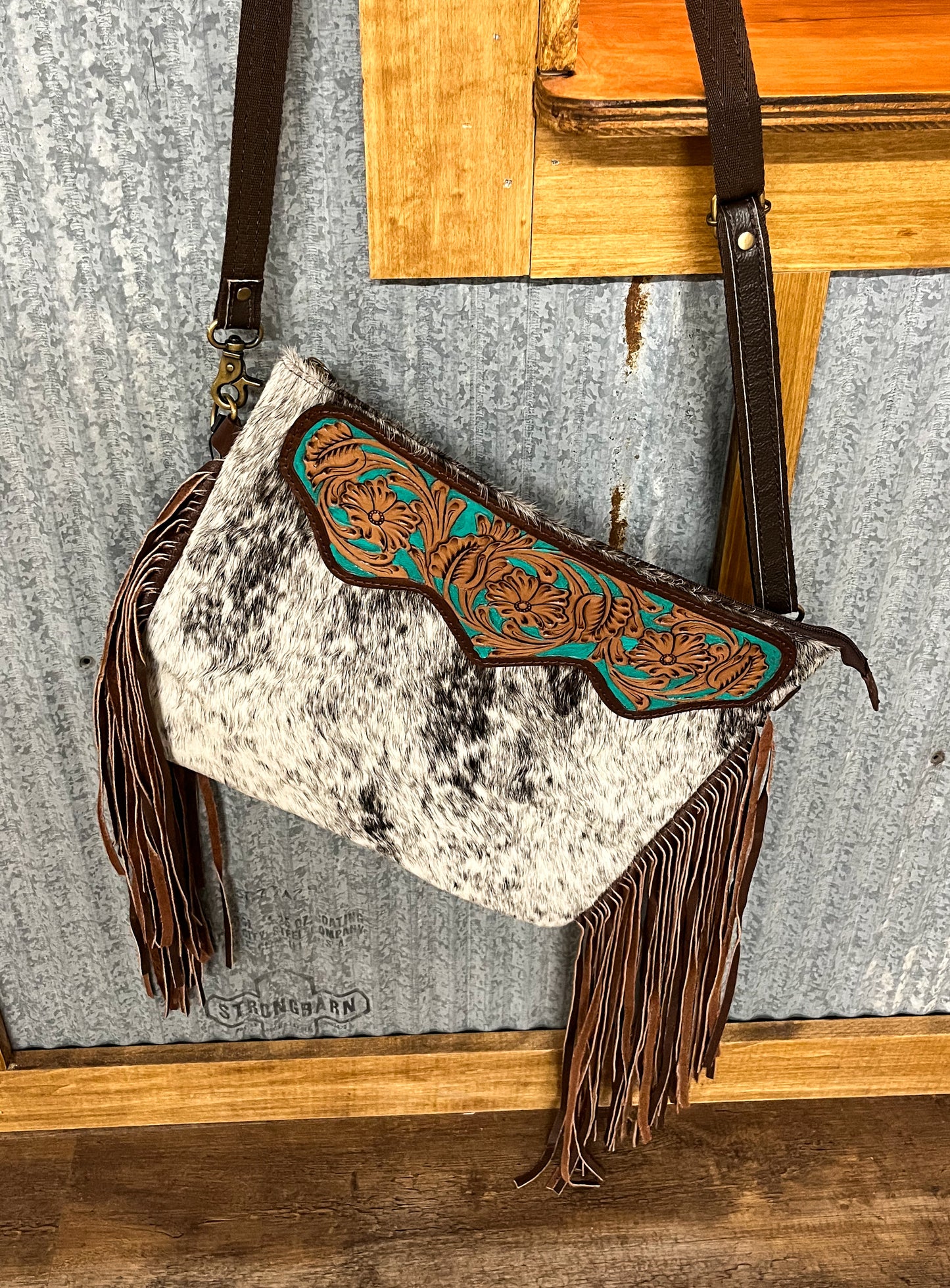 Cowhide/Fringe Crossbody