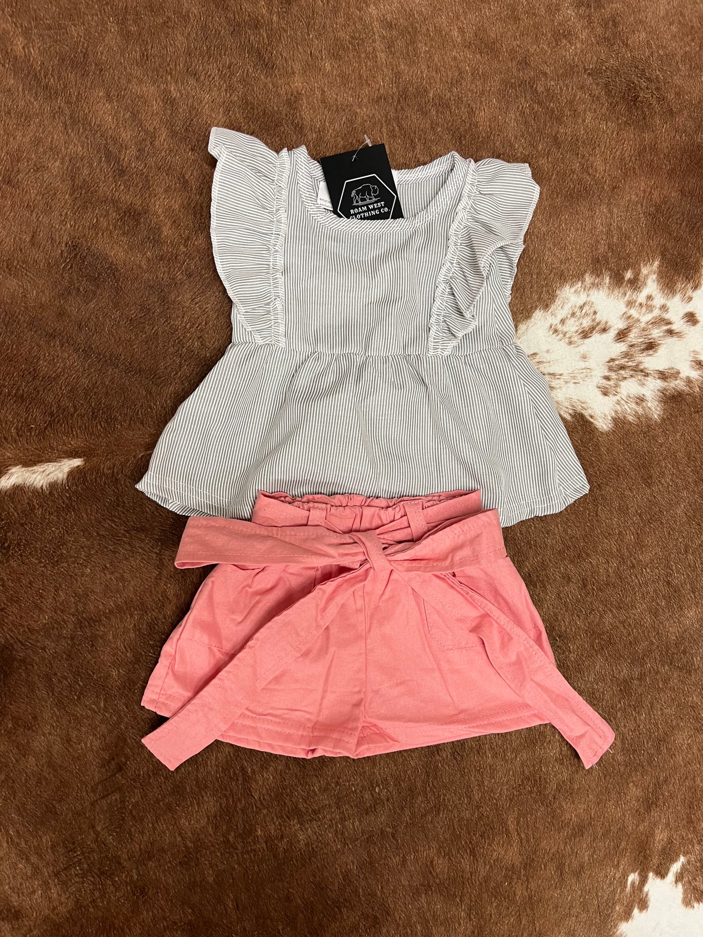 Girls Tank/Short Set-stripe/pink