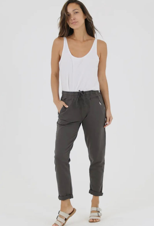 Front Zip Pocket Jogger-Slate