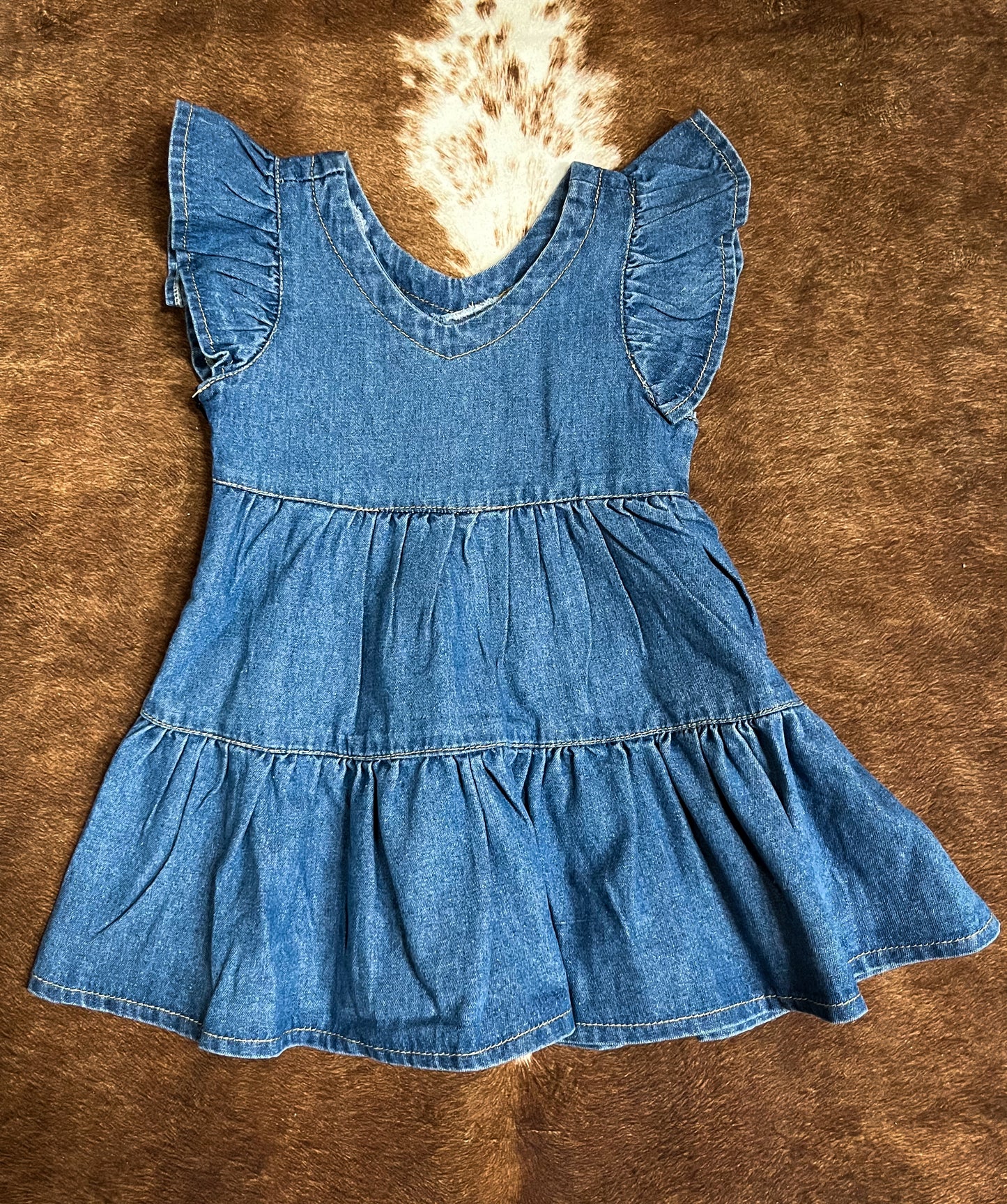 Denim Ruffle Sleeve Dress