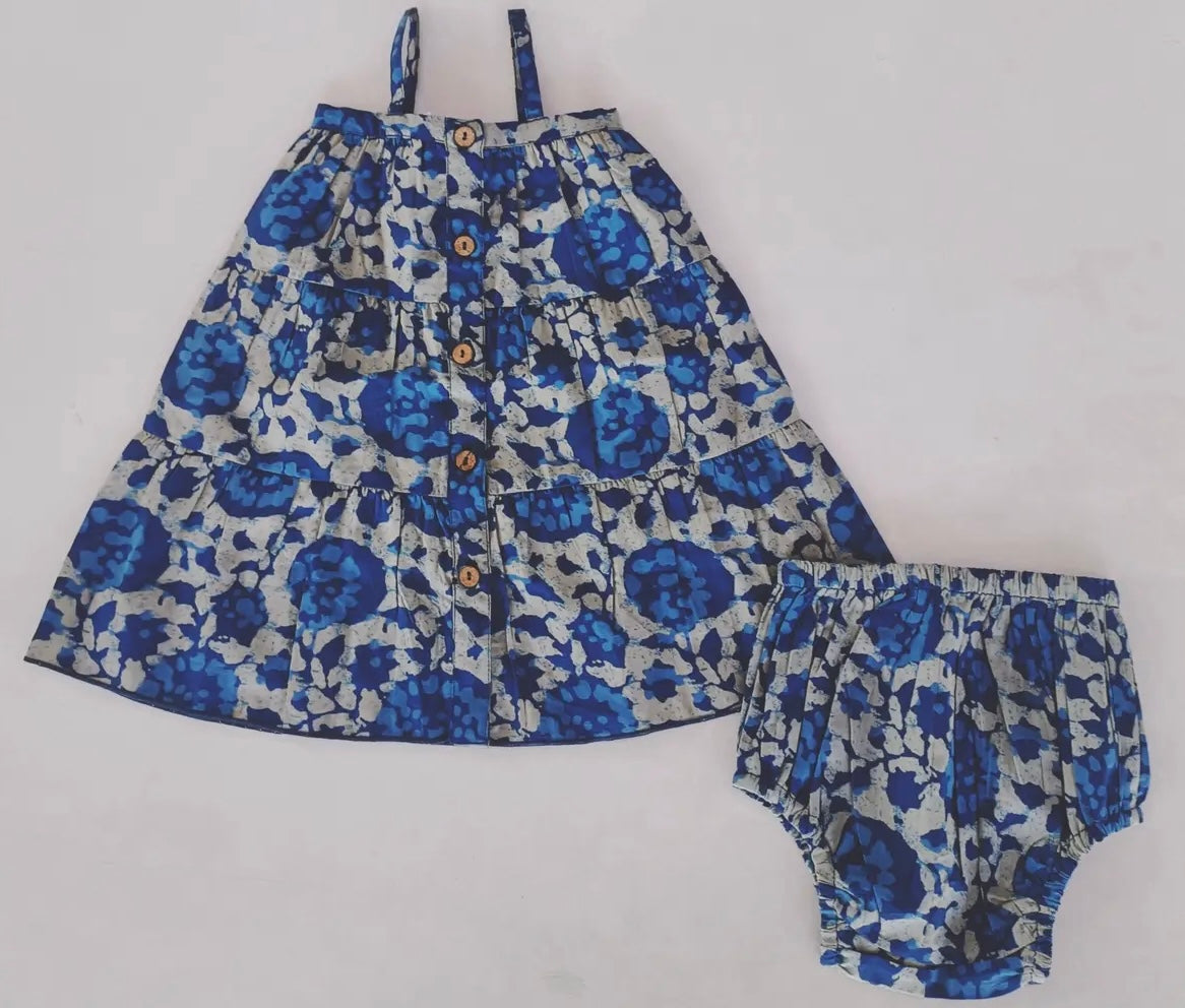 Indigo Floral Dress-Kids