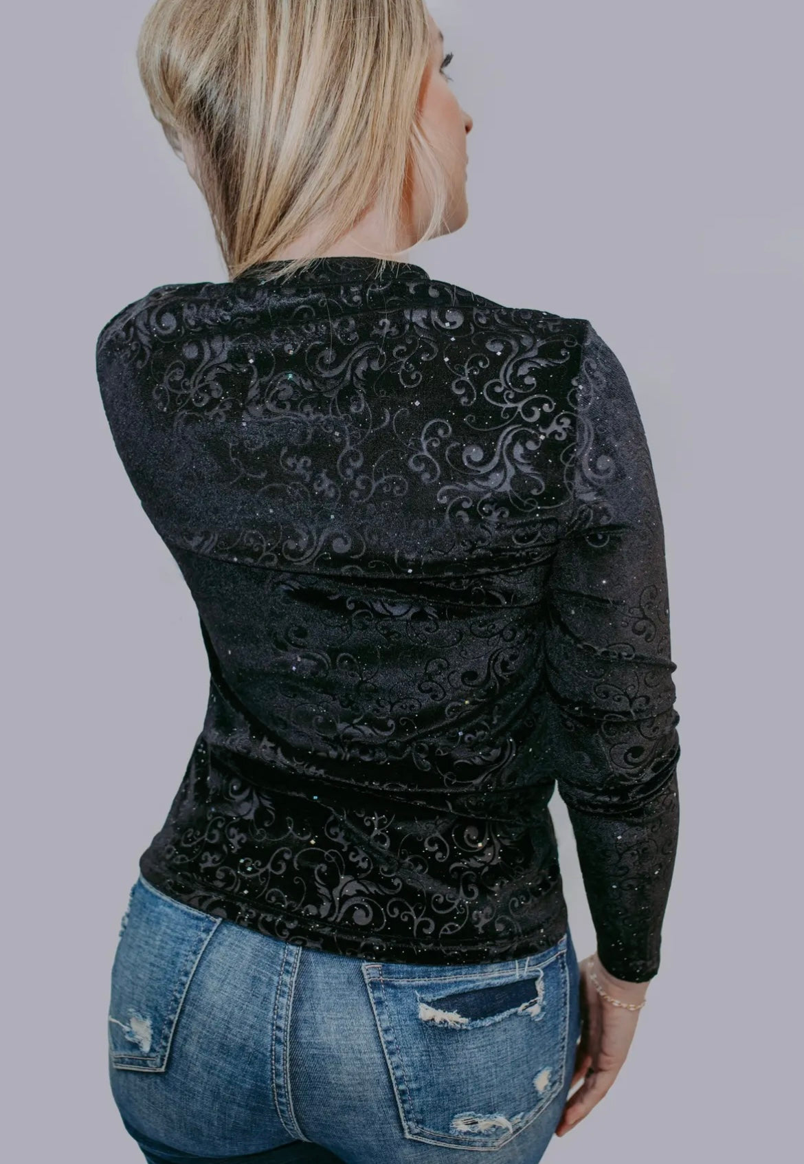 Tooled Velvet Mesh Top