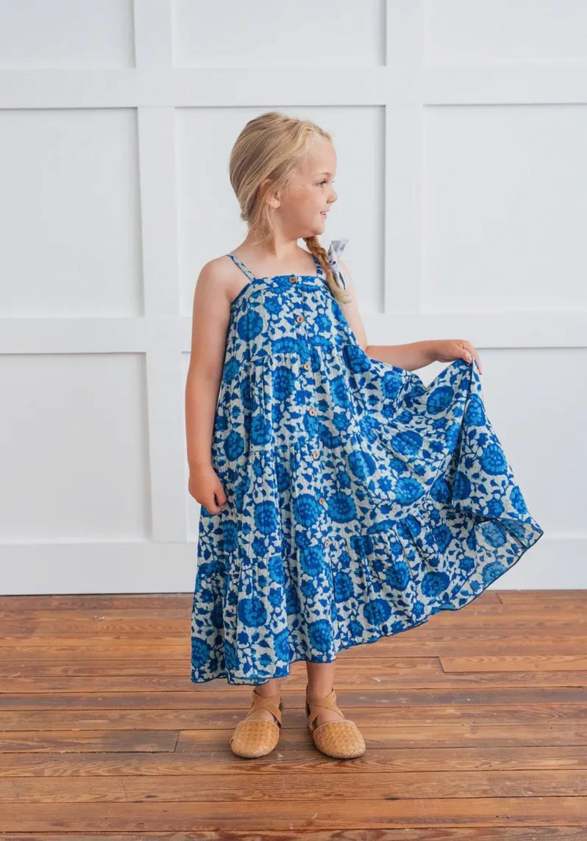 Indigo Floral Dress-Kids