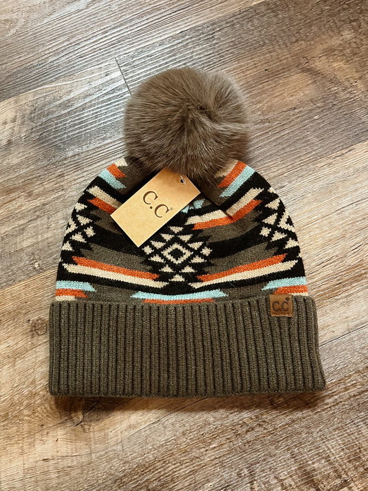 Brown Aztec Beanie