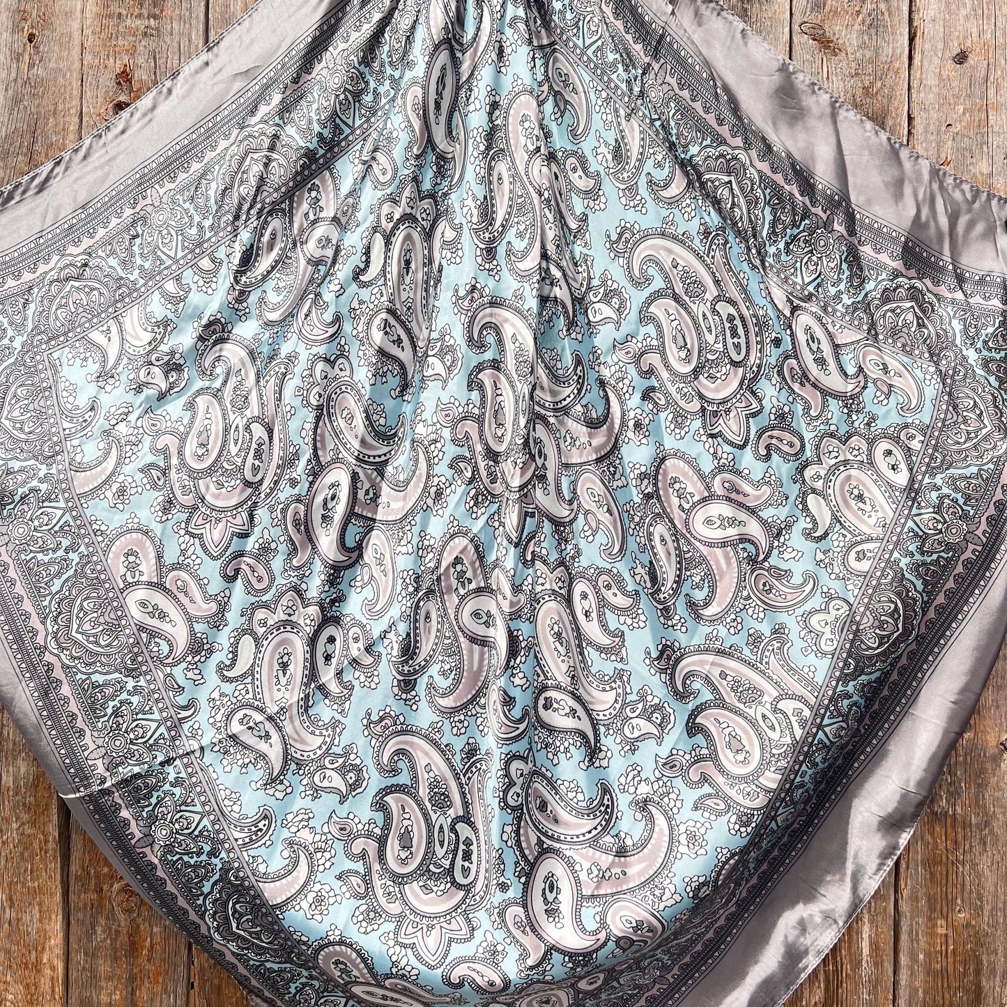 Grey/Turquoise Paisley Wild Rag