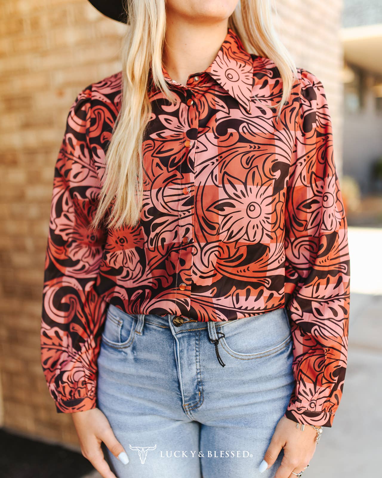 Tooled Print Blouse