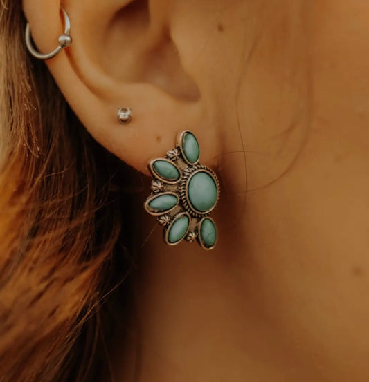 Turquoise Cluster Stud Earrings