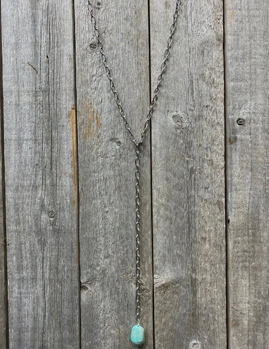 Turquoise Drop Lariat Necklace