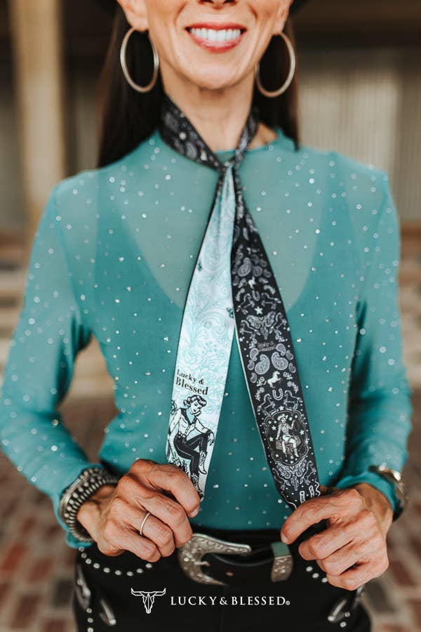 Black Pinup Stitch Twilly Scarf