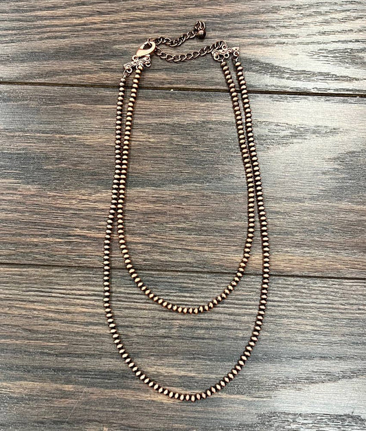 Copper 2 Strand Navajo Bead Necklace