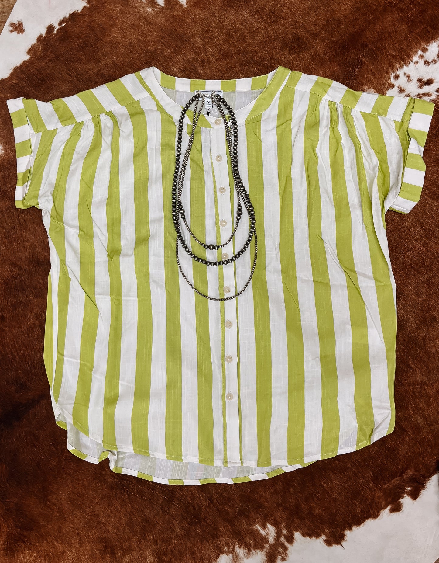 Lime Stripe Button Up Shirt