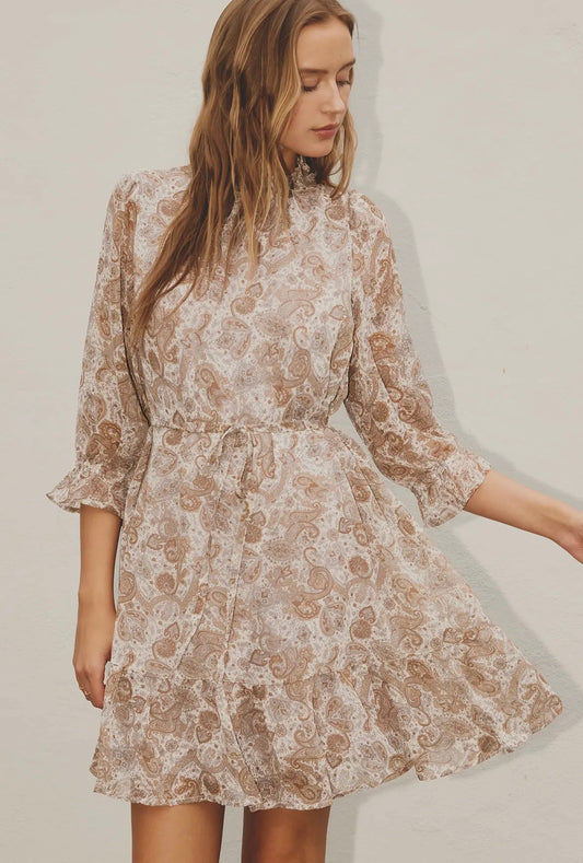 Paisley High Neck Dress