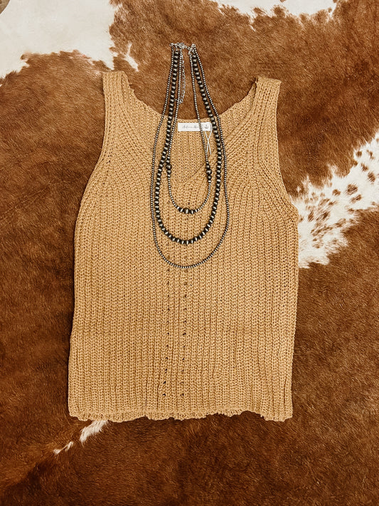 Knit Tank-Khaki