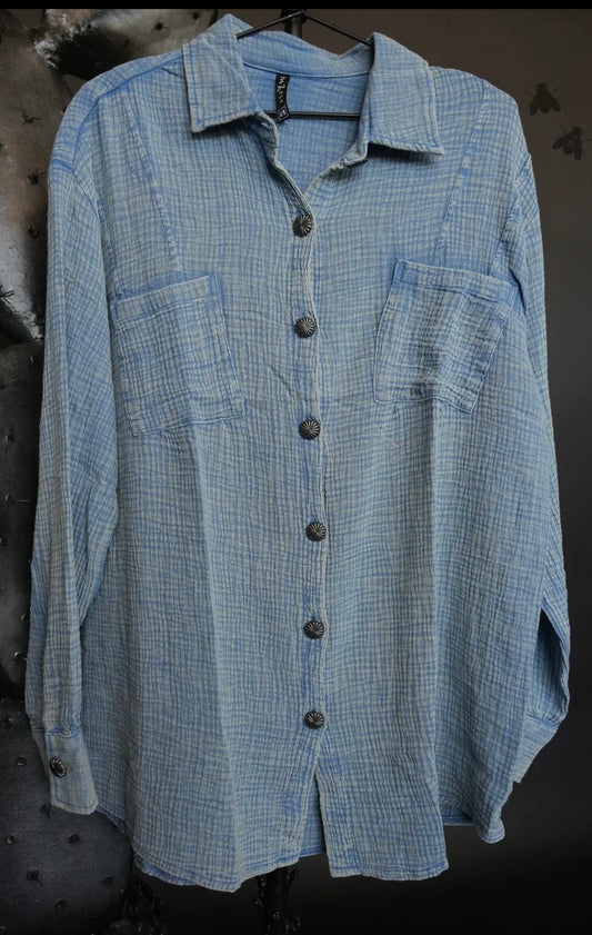 Acres Button Up-Cowboy Blue