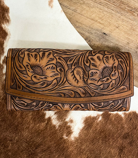 Hand Tooled Leather Wallet-brown