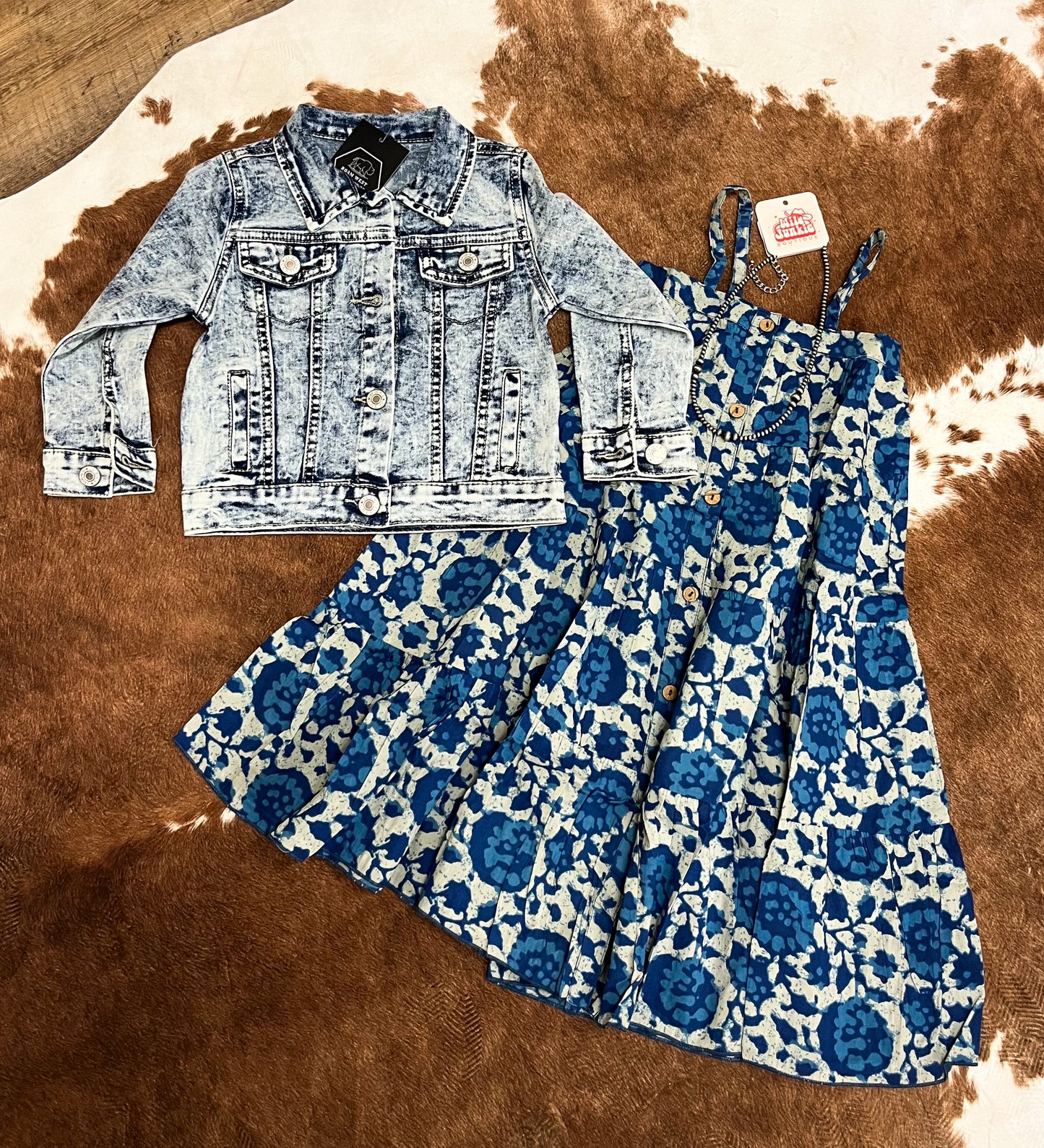 Indigo Floral Dress-Kids