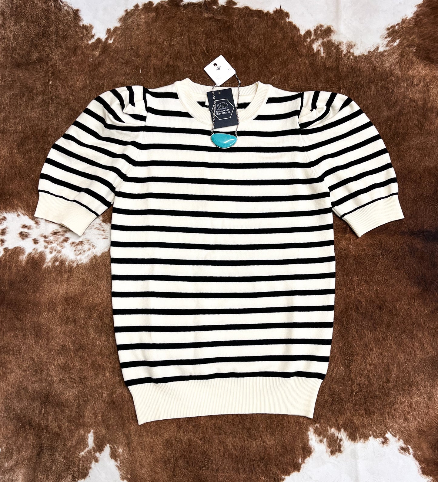 Stripe Puff Sleeve Top