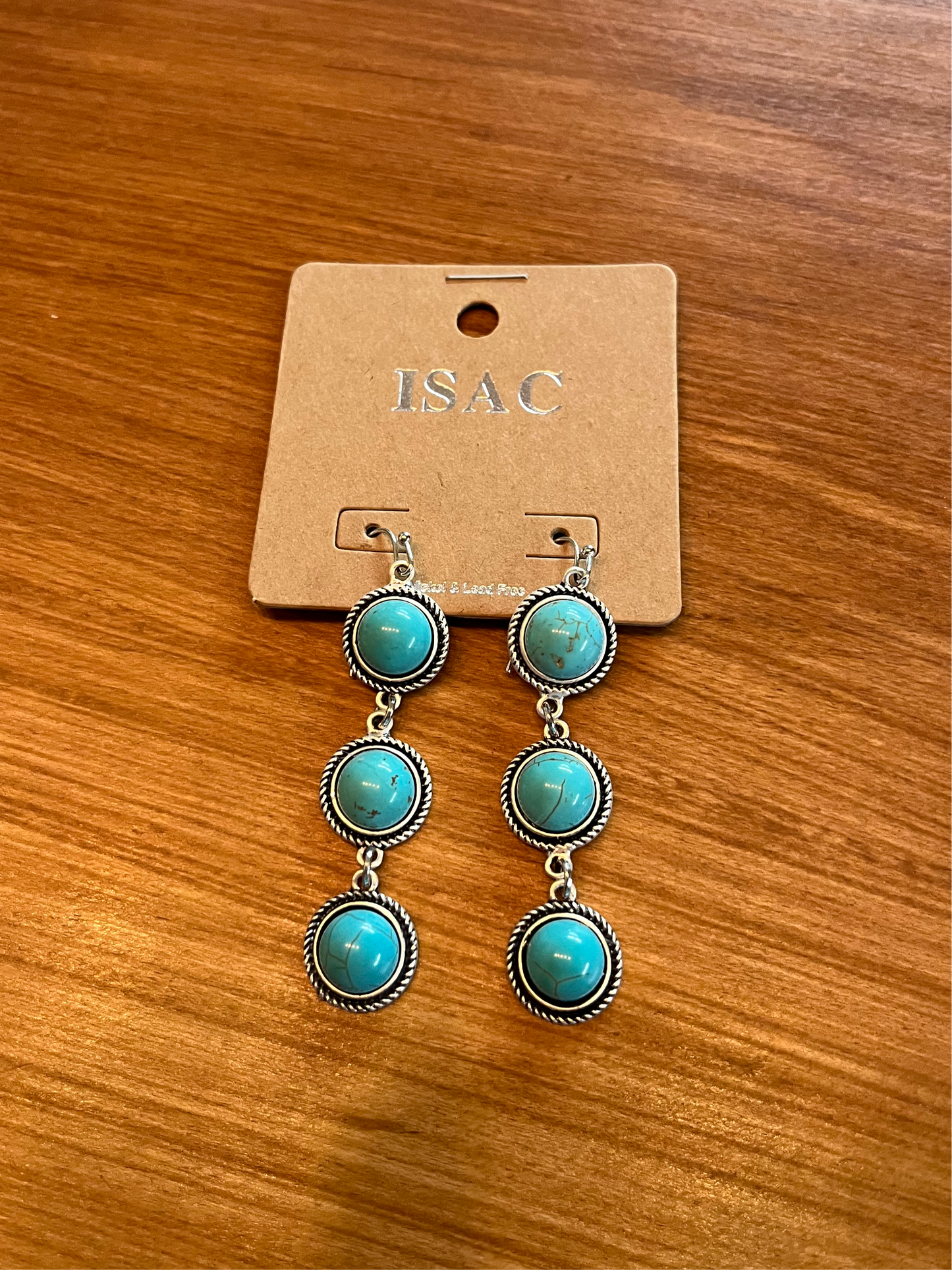 3 Stone Turquoise Earrings