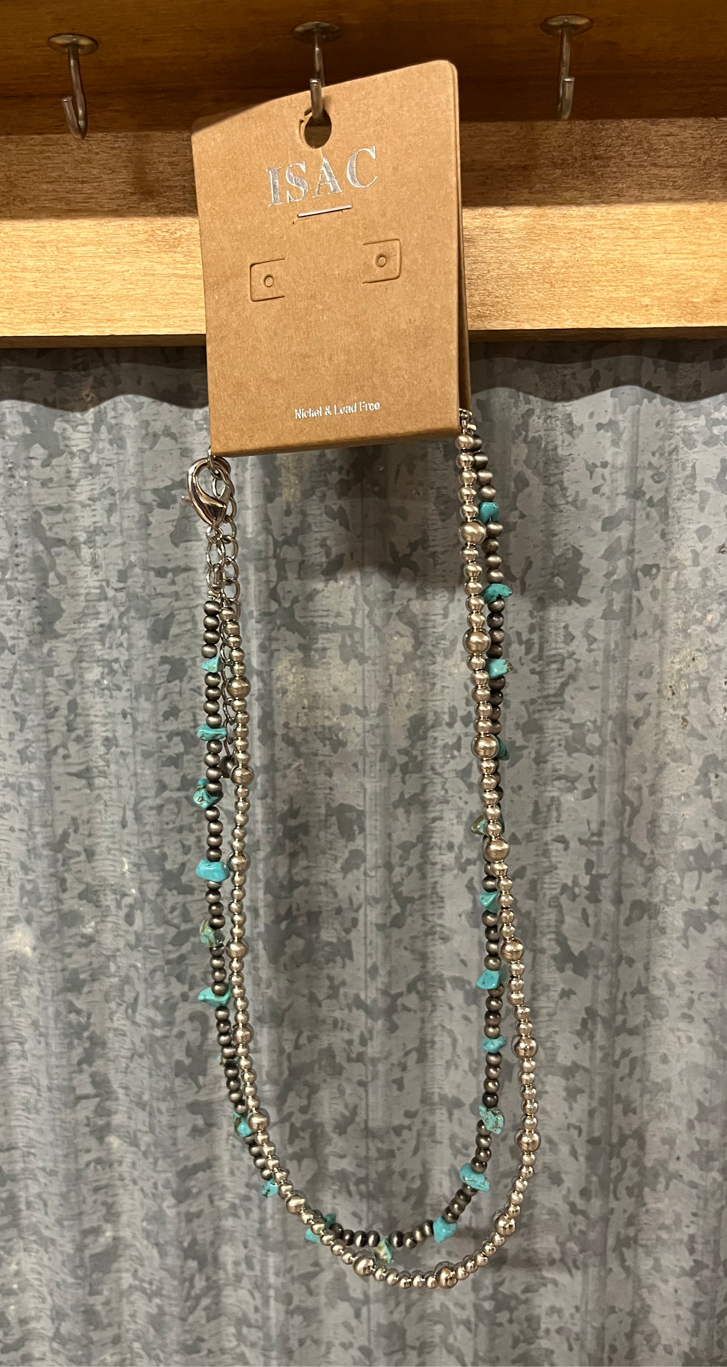 Silver Navajo Bead, Turquoise Necklace