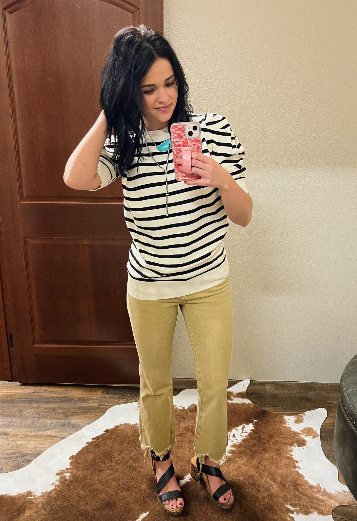 Stripe Puff Sleeve Top