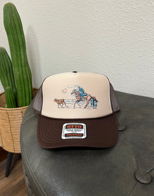 Roping Cowboy Trucker Hat
