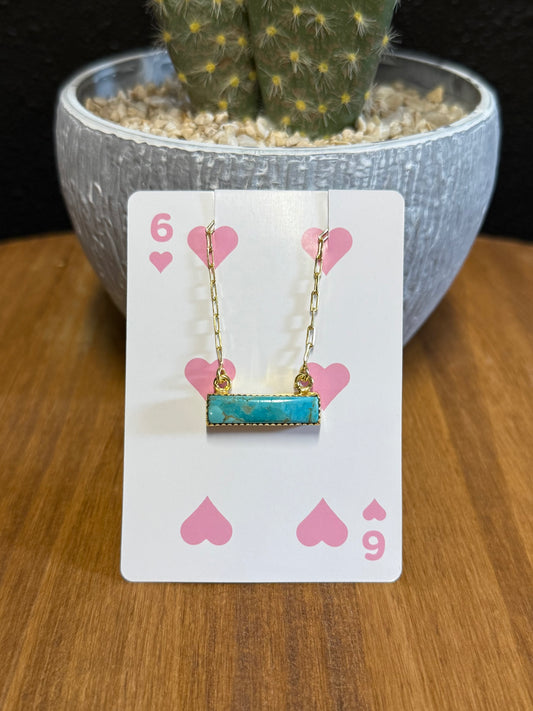 Turquoise Gold Bar Necklace