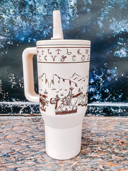 Cattle Drive Cream 32oz Flip Top Tumbler