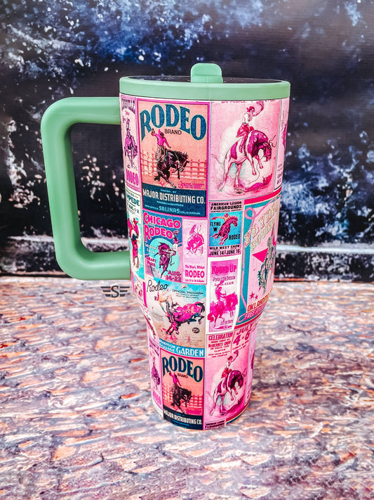 Pink Rodeo Poster Flip Top Tumbler: 32oz