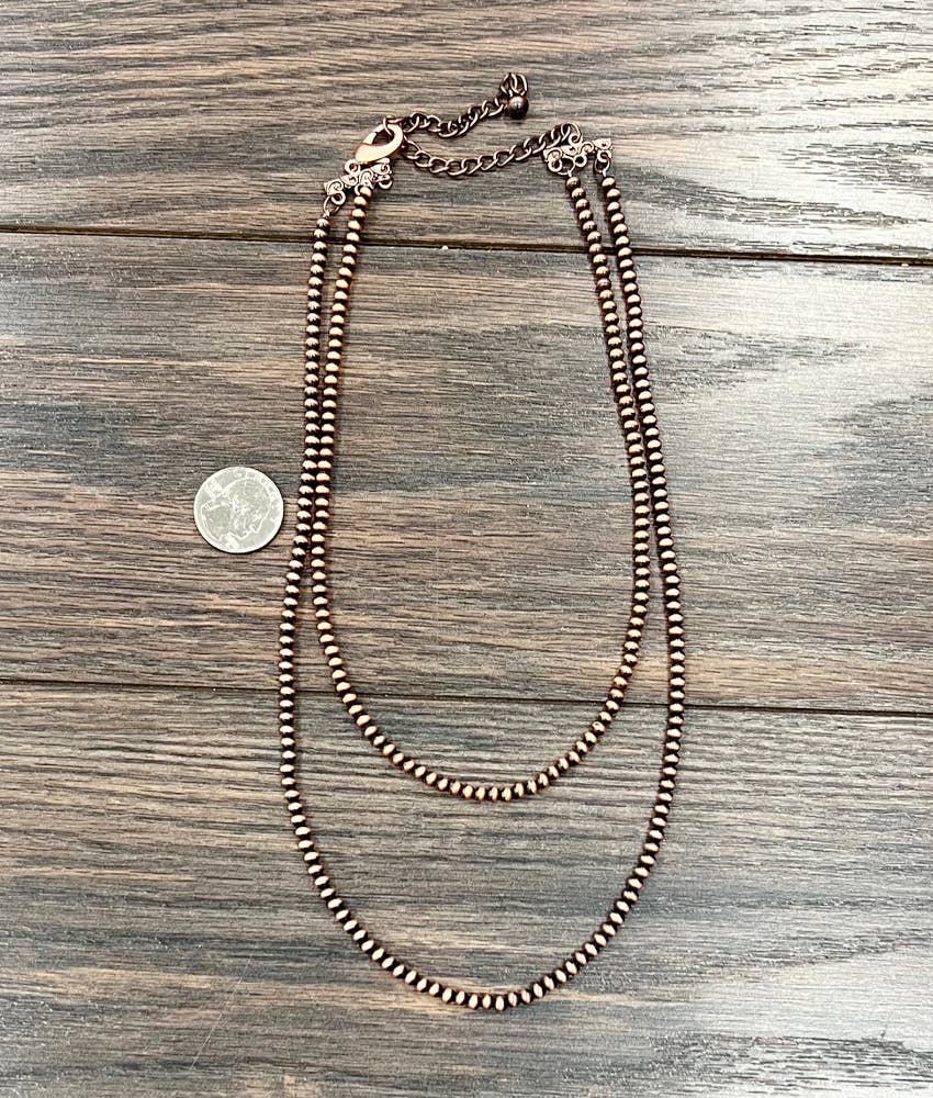 Copper 2 Strand Navajo Bead Necklace