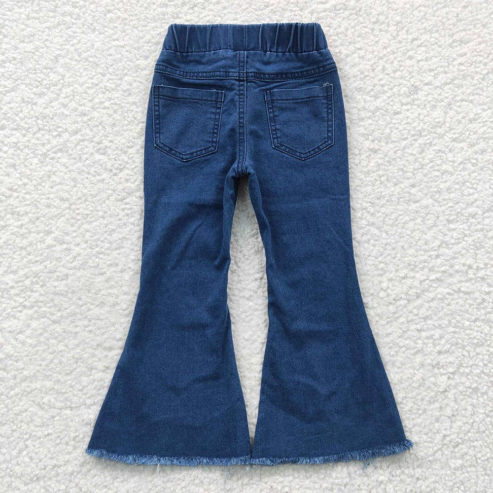 Girls Bleached Denim Bell Bottom Pants